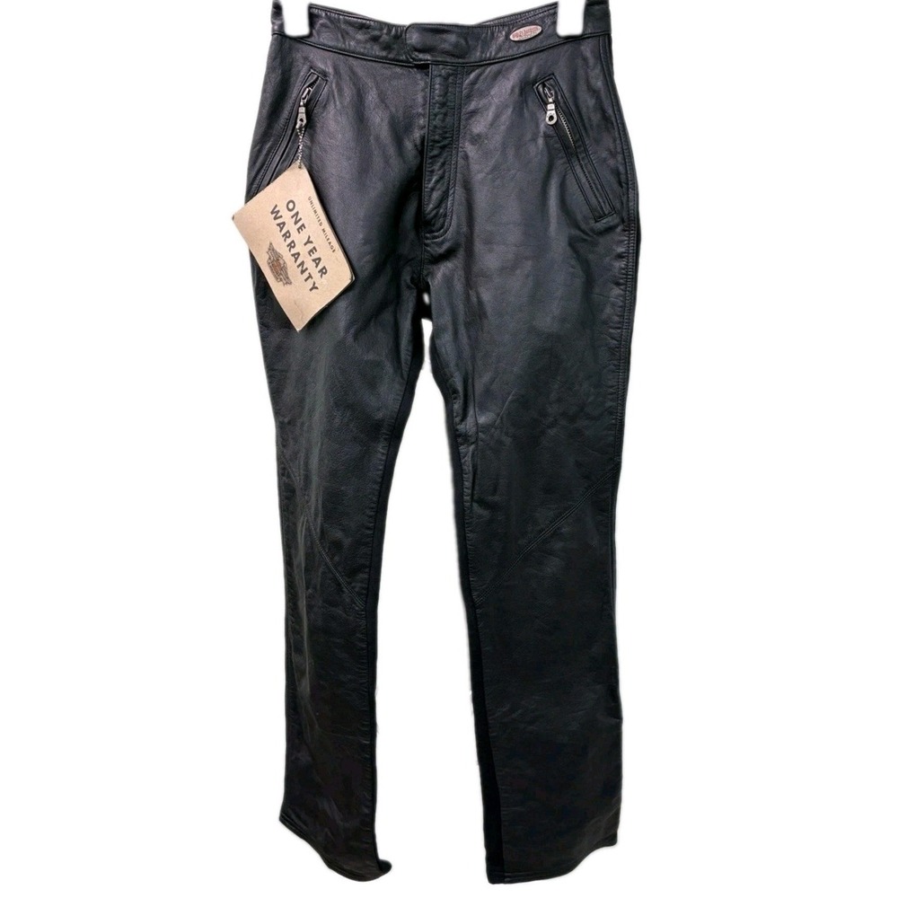 Harley-Davidson Women Black Leather Spandex Motorcycle Riding Pants Size 34/6